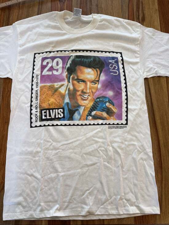 Vintage 1992 Elvis Presley USPS Postage Stamp White T-Shirt Size XL